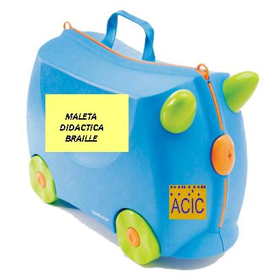Dibuix d&rsquo;una maleta amb les lletres: maleta did&agrave;ctica Braille